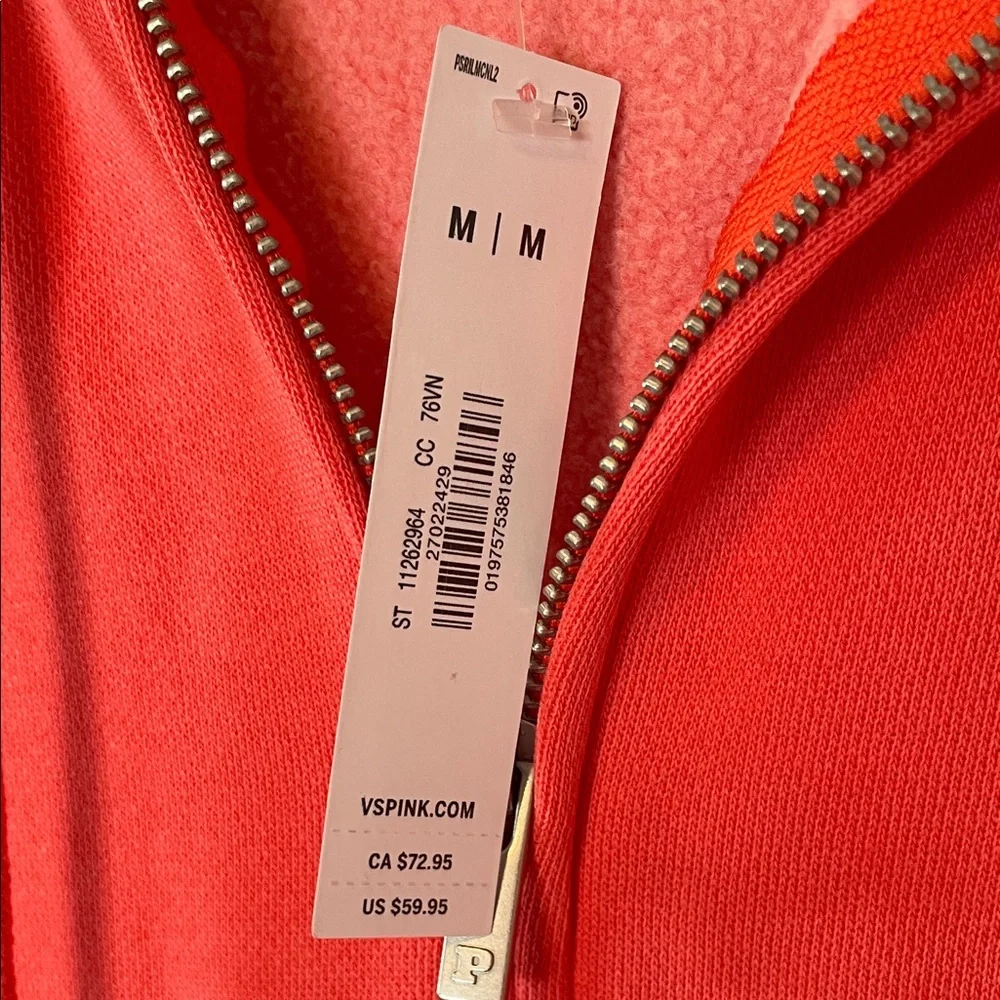 PINK Victoria's Secret Coral Zip-Up Hoodie - Picture 1 of 16